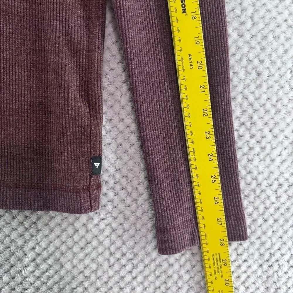 American Giant Thermal Henley Sweater Mens S Burgundy Rib Knit Top Crew Neck USA